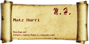 Matz Harri névjegykártya